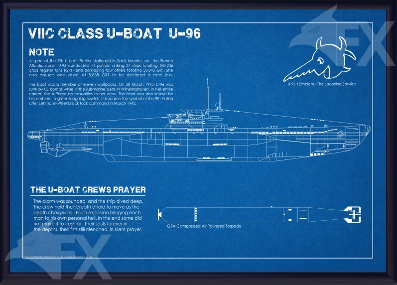 18X12 U-96 Uboat Schematic