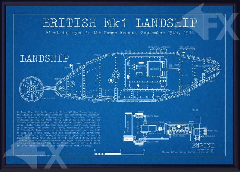 18X12 British MK1 Landship (Tank) Schematic